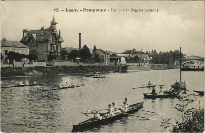 Carte postale ancienne Lagny - Pomponne - Un joir de Regates à Pomponne