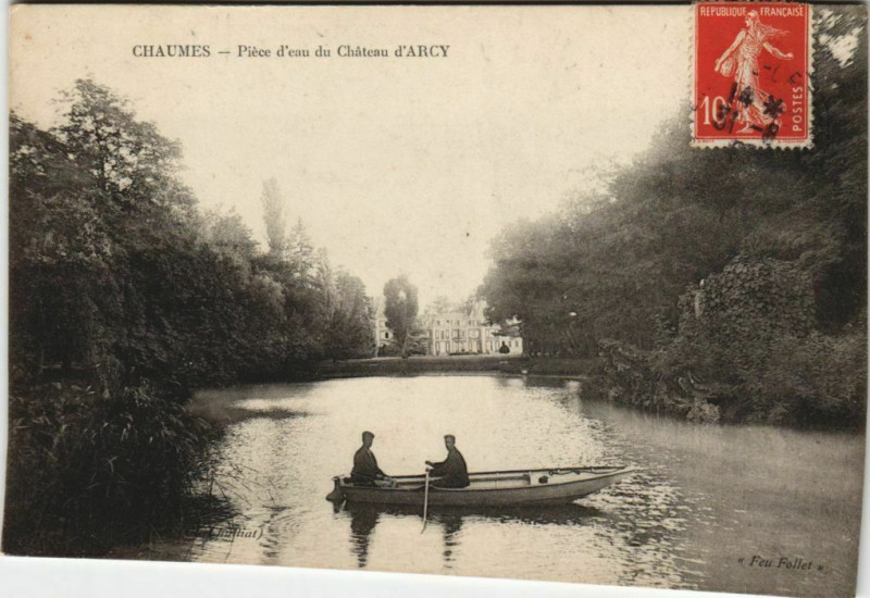 Carte postale ancienne Chaumes - Piece d'eau du Chateau d'Arcy