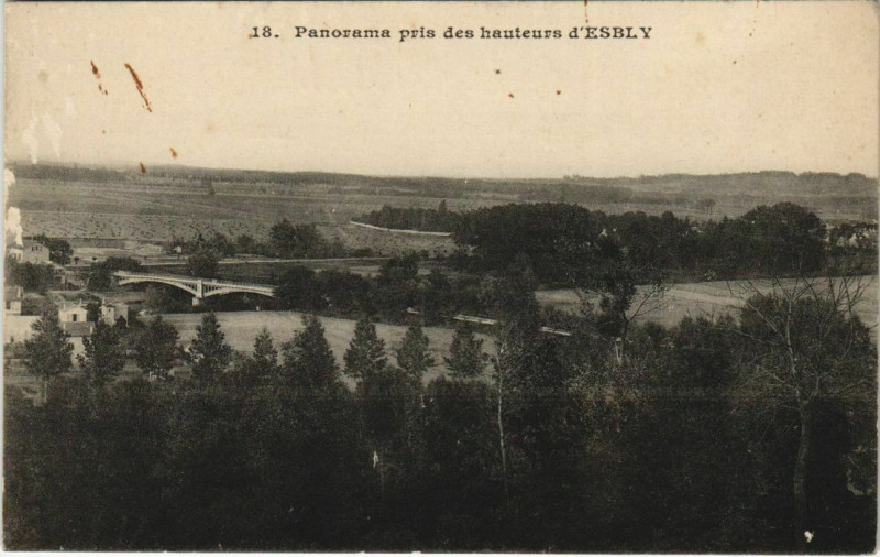 Carte postale ancienne Panorama pris des hauteurs d'Esbly à Esbly