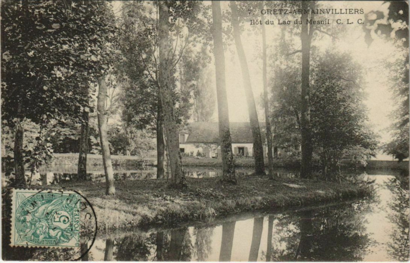 Carte postale ancienne Gretz-Armainvilliers Ilot du Lac du Mesnil à Gretz-Armainvilliers