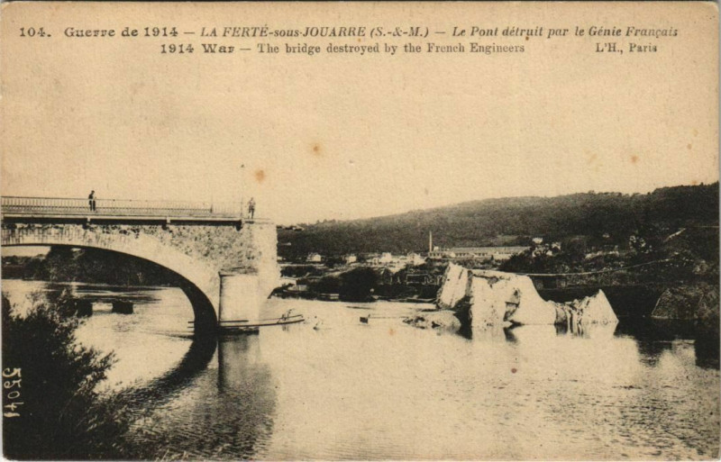 Carte postale ancienne La Ferte-sous-Jouarre - Le Pont detruit par le Genie Francias à La Ferté-sous-Jouarre