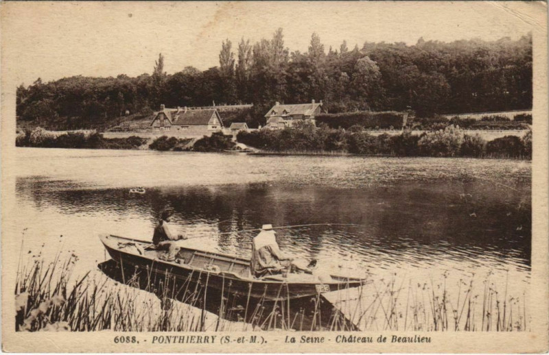 Carte postale ancienne Ponthierry - La Seine - Chateau de Beaulieu