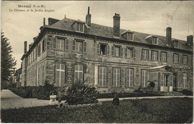 Carte postale ancienne Herme La Chateau et le Jardin Anglais à Hermé