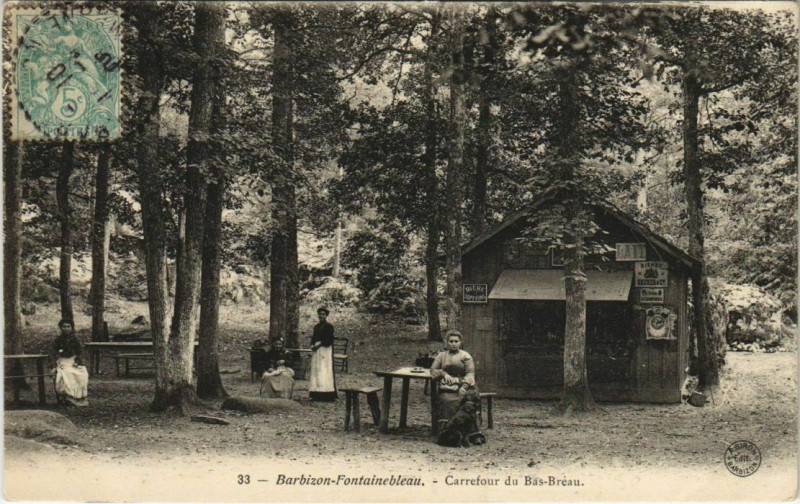 Carte postale ancienne Barbizon-Fontainebleau - Carrefour du Bas-Breau à Barbizon