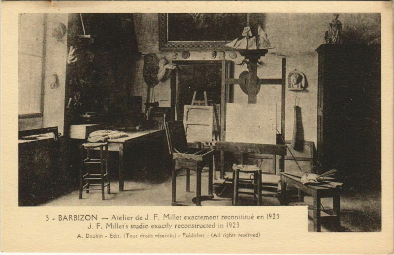 Carte postale ancienne Barbizon - Atelier de J. F. Millet exactement en 1923 à Barbizon