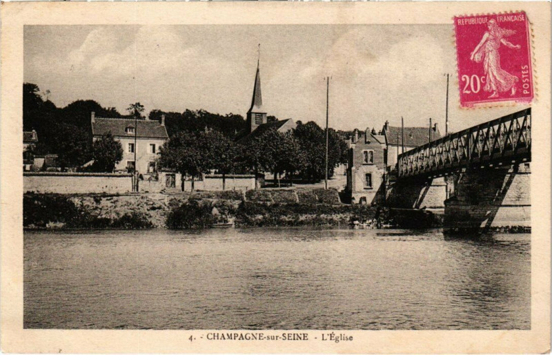 Carte postale ancienne Champagne-sur-Seine - L'Eglise à Champagne-sur-Seine