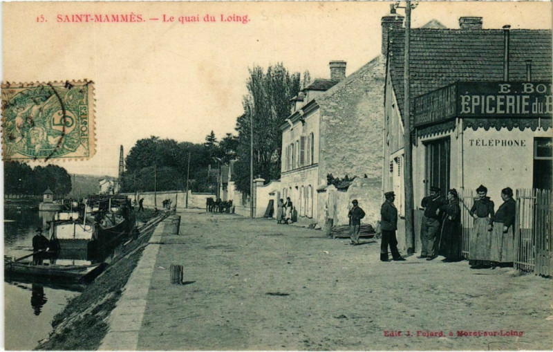 Carte postale ancienne Saint-Mammes Quai du Loing à Saint-Mammès