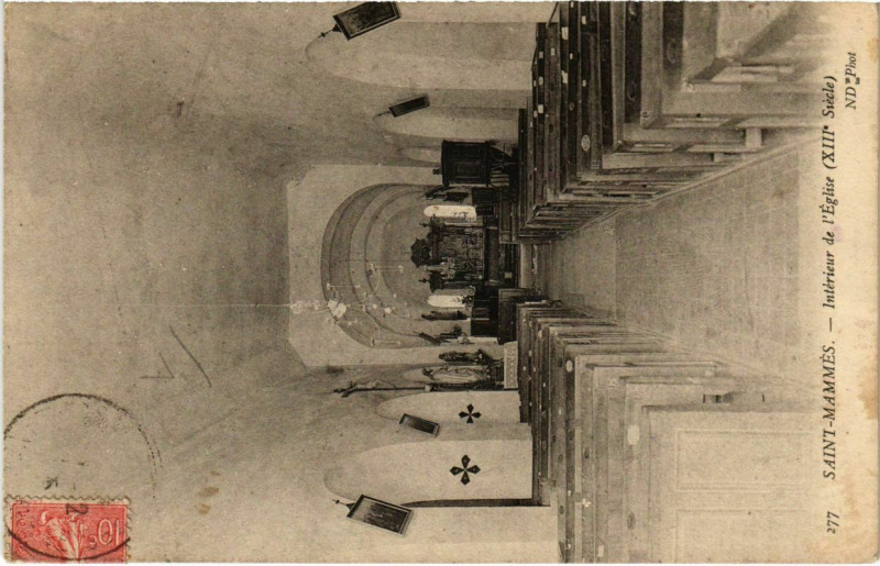 Carte postale ancienne Saint-Mammes Intérieur de l'Eglise à Saint-Mammès