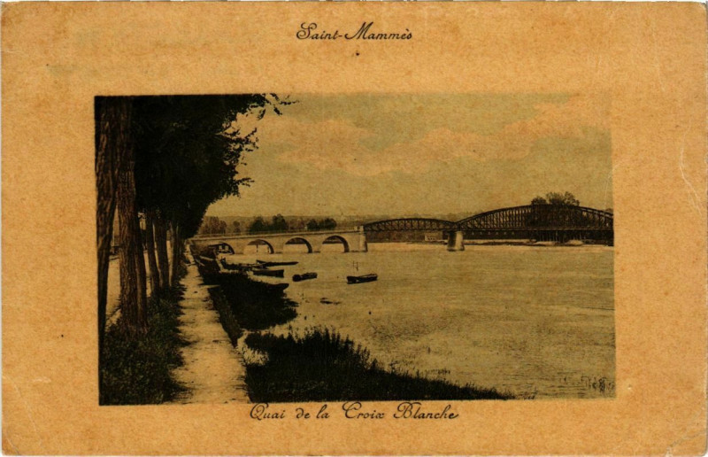 Carte postale ancienne Saint-Mammes Quai de la Croix Blanche à Saint-Mammès