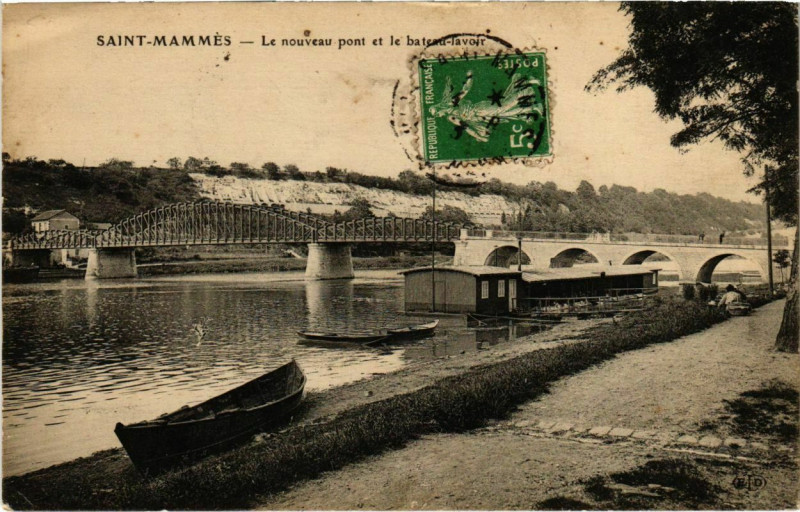 Carte postale ancienne Saint-Mammes Le Nouveau Pont à Saint-Mammès