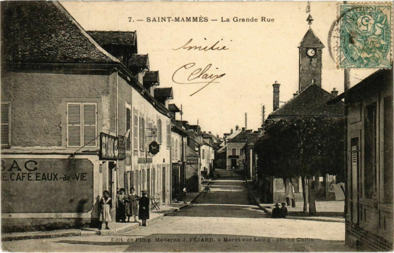 Carte postale ancienne Saint-Mammes Grande Rue à Saint-Mammès