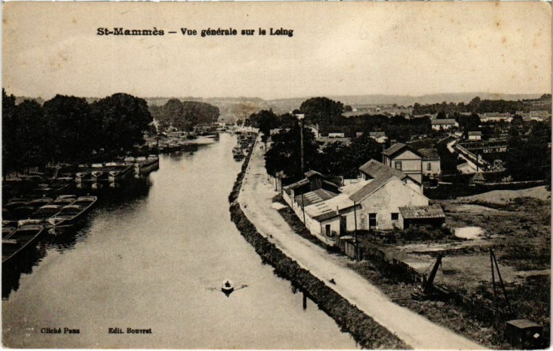 Carte postale ancienne Saint-Mammes Vue générale sur le Loing à Saint-Mammès