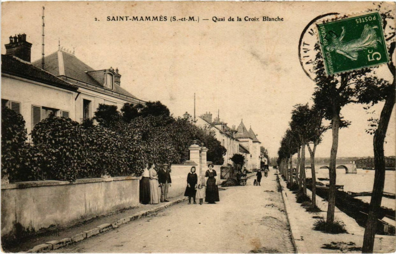 Carte postale ancienne Saint-Mammes Quai de la Croix Blanche à Saint-Mammès