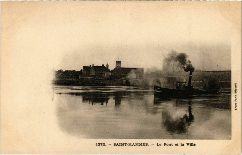 Carte postale ancienne Saint-Mammes Le Pont et la Ville à Saint-Mammès