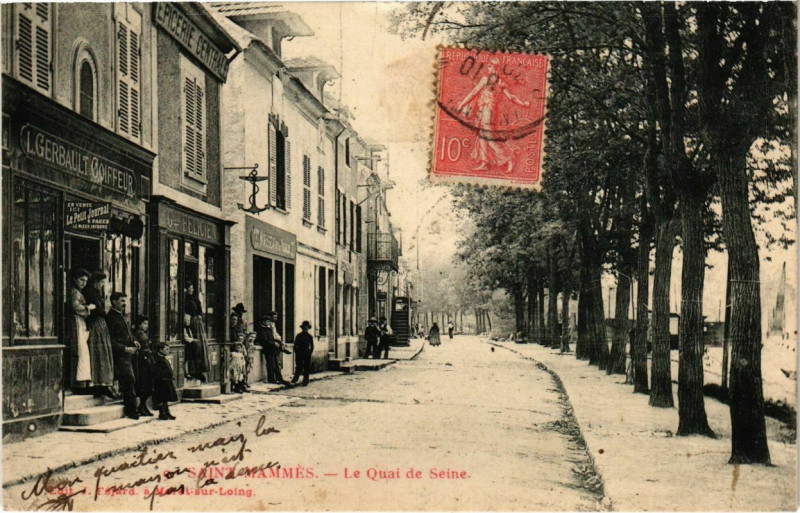 Carte postale ancienne Saint-Mammes Quai de Seine à Saint-Mammès
