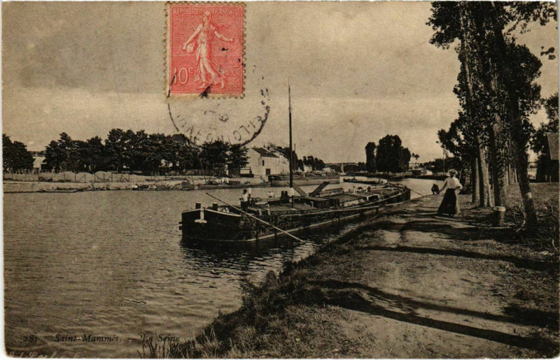 Carte postale ancienne Saint-Mammes La Seine à Saint-Mammès