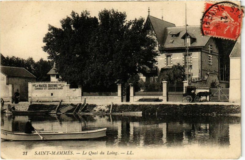 Carte postale ancienne Saint-Mammes Quai du Loing à Saint-Mammès