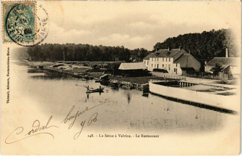 Carte postale ancienne Le Seine a Valvins - Le Restaurant 