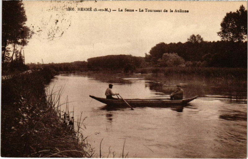 Carte postale ancienne Herme - La Seine - Le Tournant de la Aulinne  à Hermé