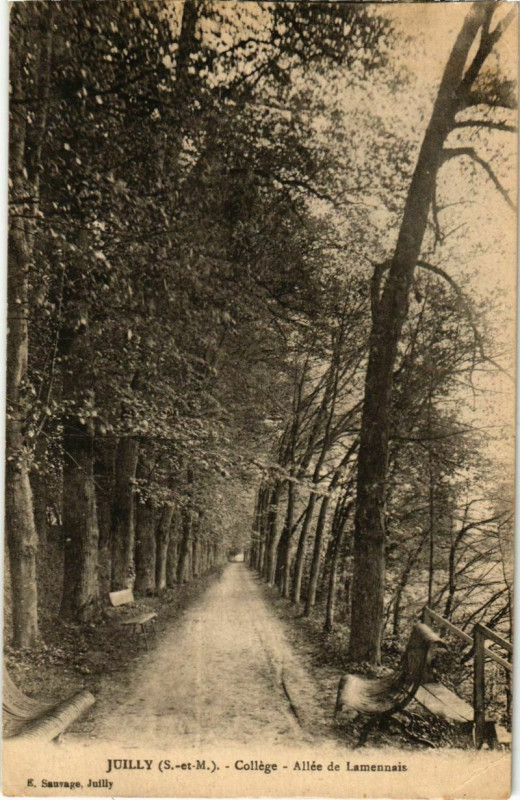 Carte postale ancienne Juilly - College - Allee de Lamennais  à Juilly