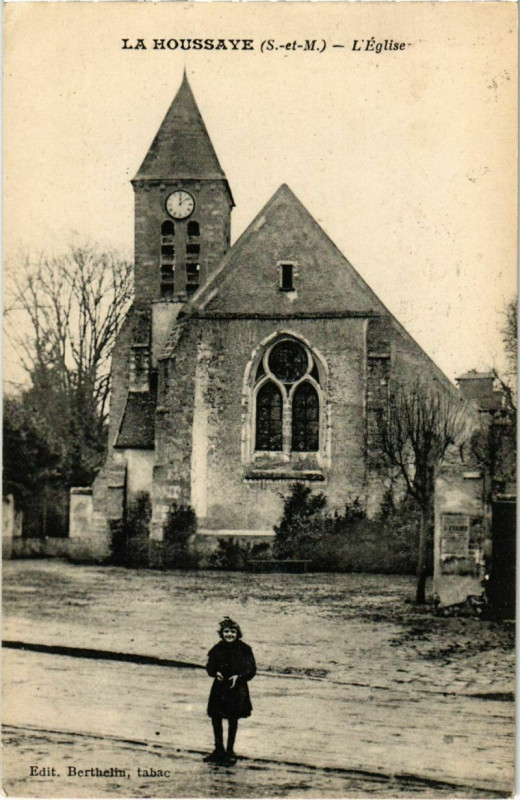 Carte postale ancienne La Houssaye - L'Eglise 