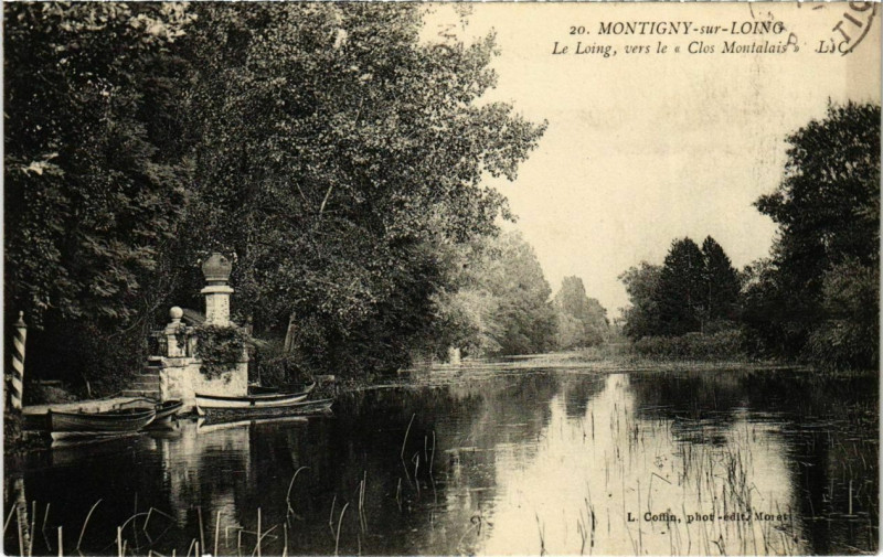 Carte postale ancienne Montigny-sur-Loing - Le Loing - Vers le Clos Montalais  à Montigny-sur-Loing