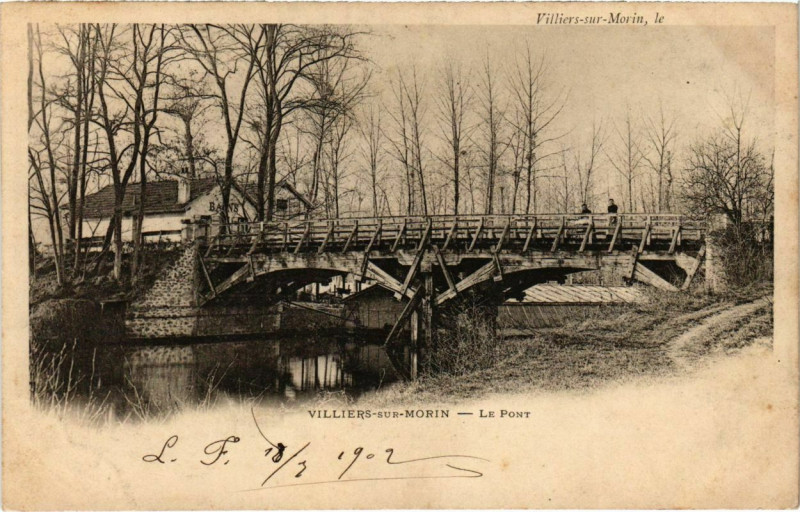 Carte postale ancienne Villiers-sur-Morin - Le Pont  à Villiers-sur-Morin