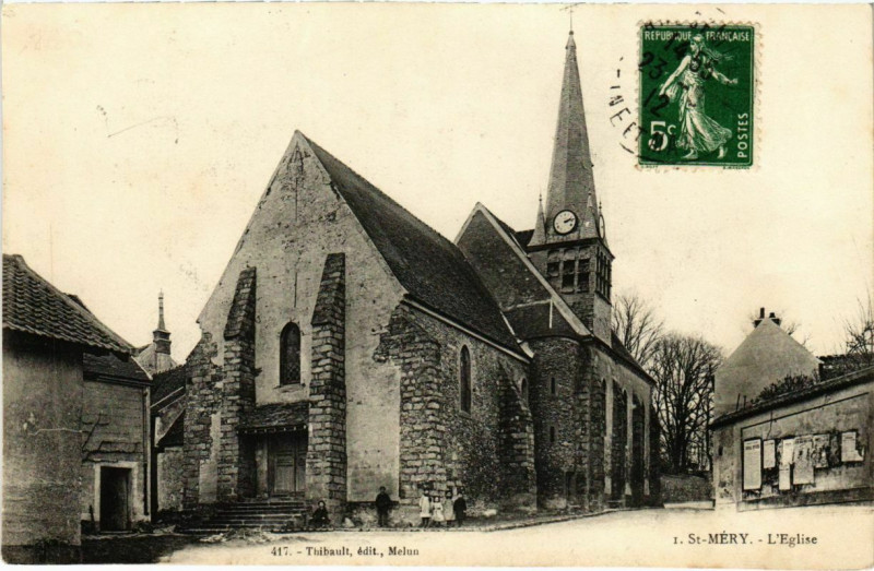 Carte postale ancienne Saint-Mery - L'Eglise  à Saint-Méry