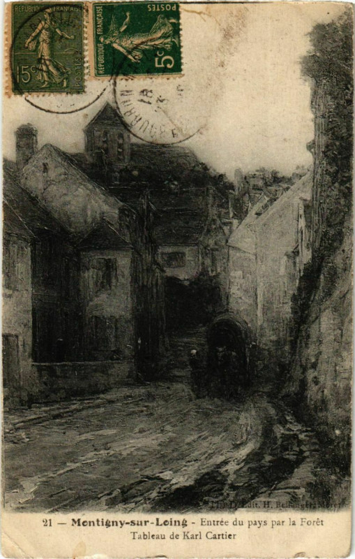 Carte postale ancienne Montigny-sur-Loing - Entree du Pays par la Foret  à Montigny-sur-Loing