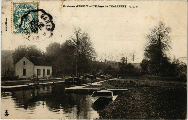 Carte postale ancienne Environs d'Esbly - L'Ecluse de Chalifert  à Chalifert