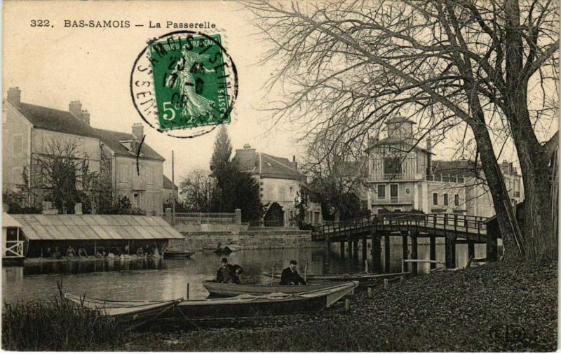Carte postale ancienne Bas-Samois - La Passerelle 