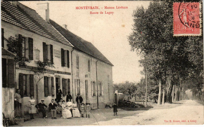 Carte postale ancienne Montevrain Maison Leveque Route de Lagny à Montévrain