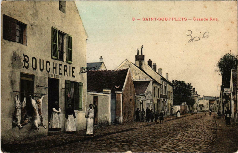 Carte postale ancienne Saint-Soupplets Grande Rue à Saint-Soupplets