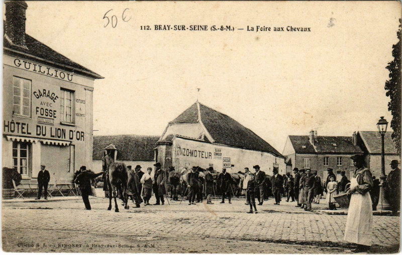 Carte postale ancienne Bray-sur-Seine La Foire aux Chevaux à Bray-sur-Seine