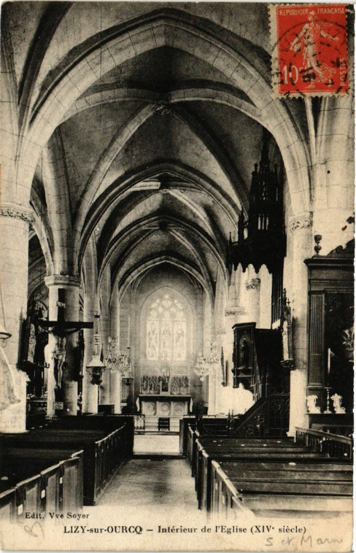Carte postale ancienne Lizy sur Ourcq - Interieur de l'Eglise à Lizy-sur-Ourcq