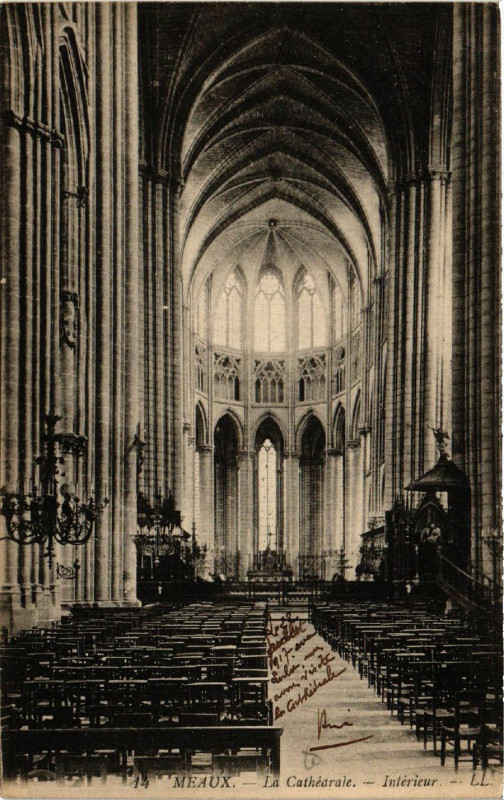 Carte postale ancienne Meaux - La Cathedrale - Interieur à Meaux