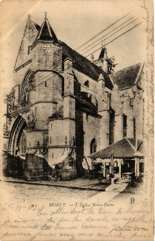 Carte postale ancienne Moret - L'Eglise Notre-Dame