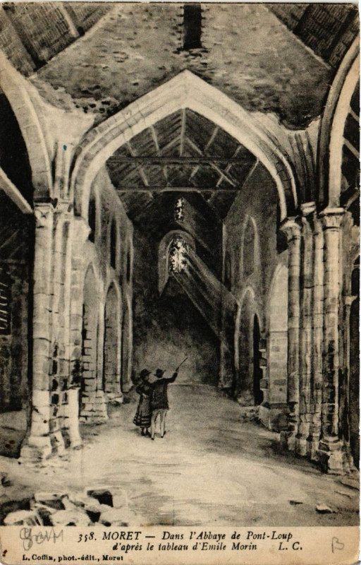 Carte postale ancienne Moret - Dans l'Abbaye de Pont-Loup