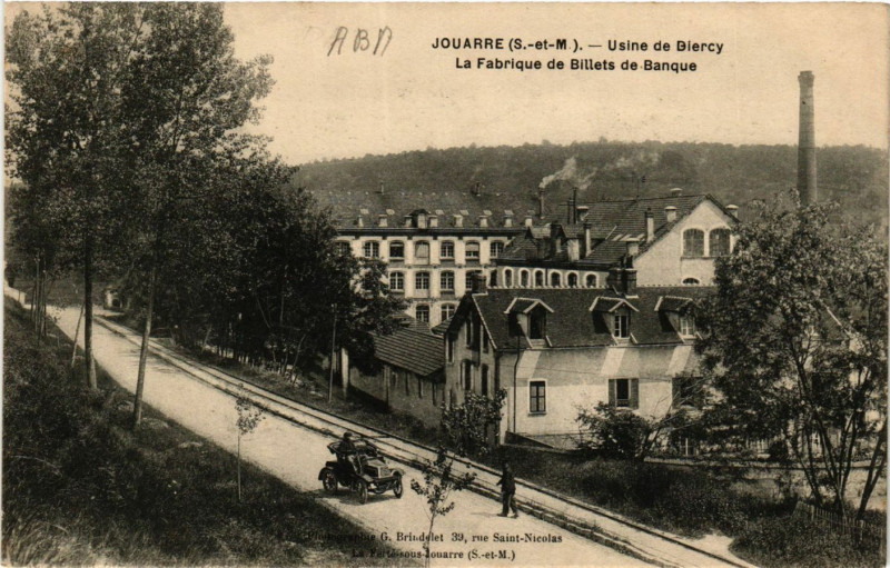 Carte postale ancienne Jouarre - Usine de Biecy - La Fabrique de Billets de Banque à Jouarre