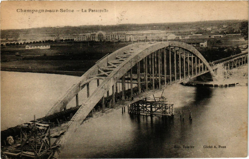 Carte postale ancienne Champagne-sur-Seine - La Passerelle à Champagne-sur-Seine
