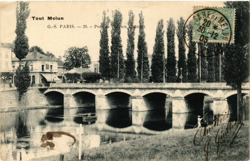 Carte postale ancienne Tout Melun - Pont de l'ancien Chatelet à Melun