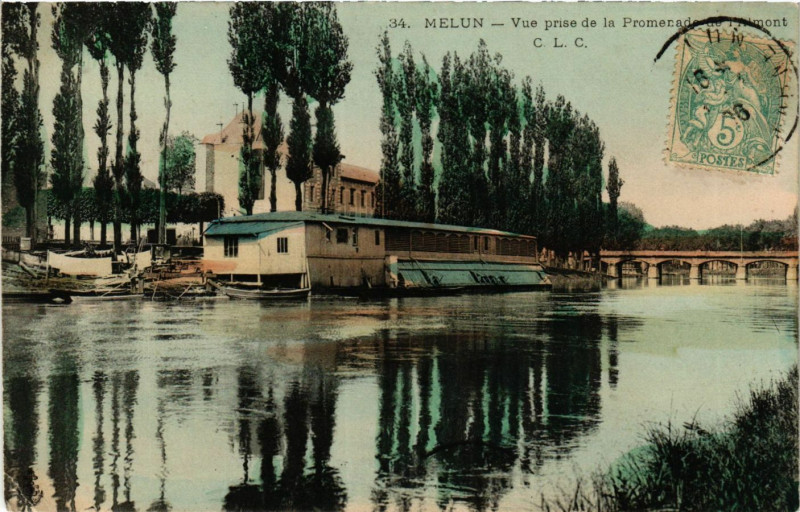 Carte postale ancienne Melun - Vue prise de la Promenade de l'Almont à Melun