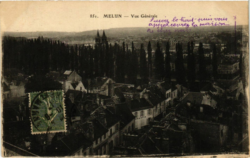 Carte postale ancienne Melun - Vue générale à Melun