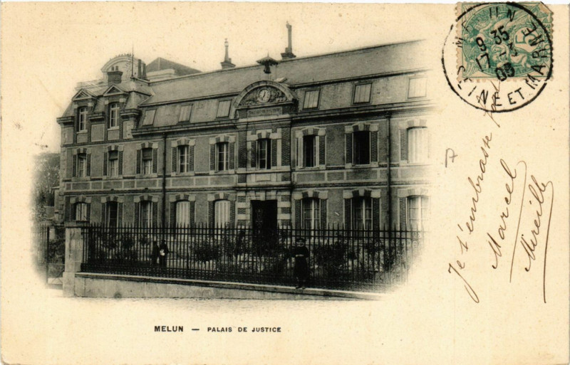 Carte postale ancienne Melun - Palais de Justice à Melun