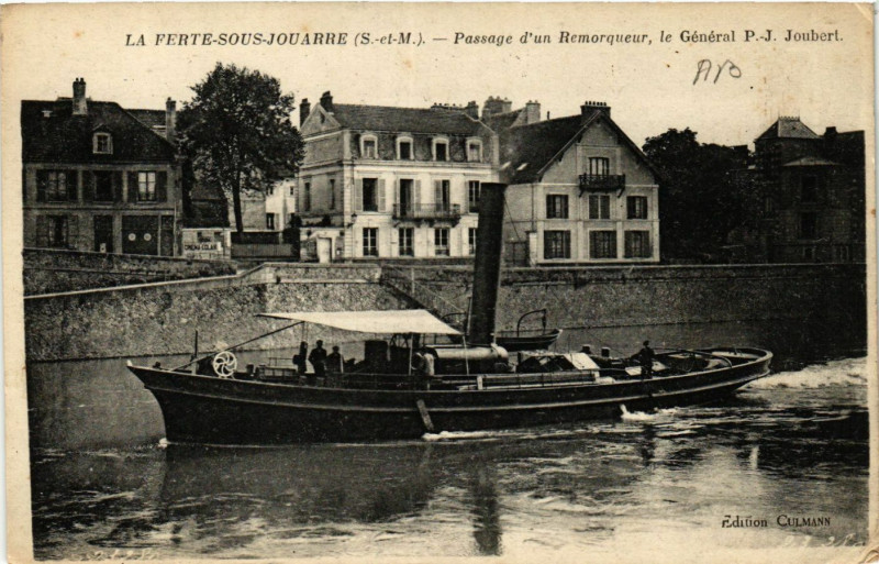 Carte postale ancienne La Ferte-sous-Jouarre - Passage d'un Remorqueur le... à La Ferté-sous-Jouarre