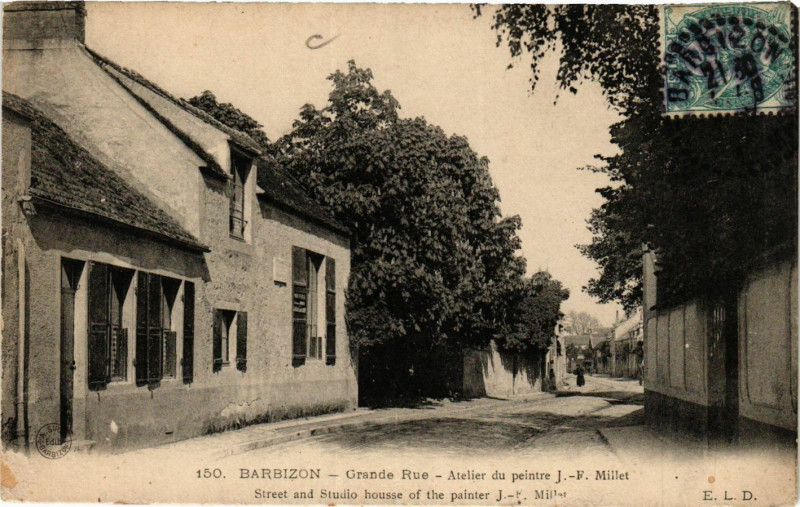 Carte postale ancienne Barbizon - Grande Rue - Atelier du peintre J F. Millet à Barbizon