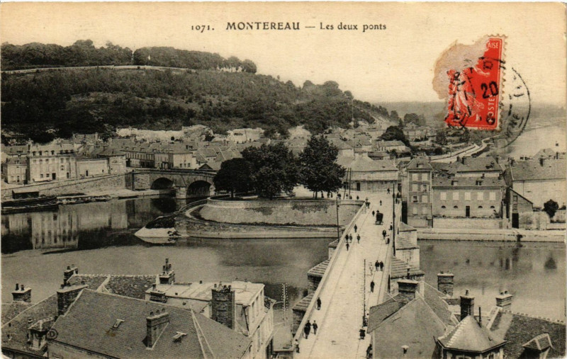 Carte postale ancienne Montereau - Les deux ponts