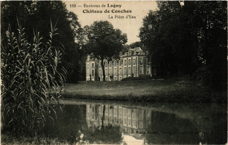 Carte postale ancienne Env. de Lagny - Chateau de Conches - La Piece d'Eau
