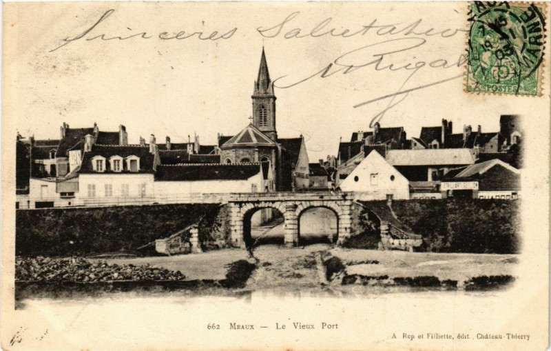 Carte postale ancienne Meaux - Le Vieux Port à Meaux