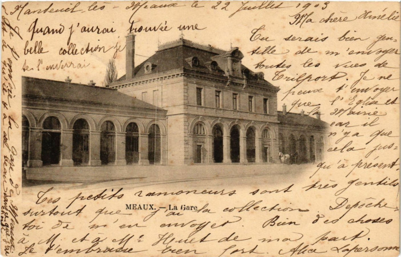 Carte postale ancienne Meaux - La Gare à Meaux